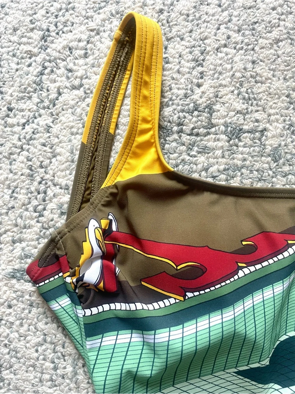 NWOT Tory Burch Pelican Reef + Logo Printed Tank Swimsuit Geometric Multicolor